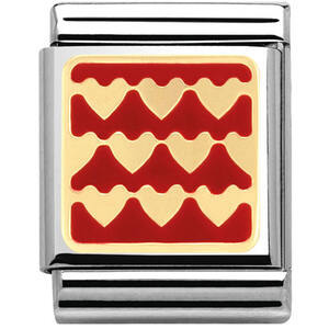 Nm 032230/36 Звено BIG символ "СЕРДЦА" сталь/золото 750 gr.0,14/эмаль красная
