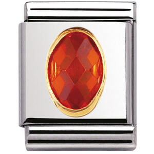 Nm 032601/026 Звено BIG сталь, золото 750, оранжевый граненый кубик циркония Swarovski.