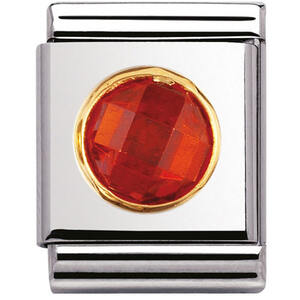 Nm 032602/026 Звено BIG сталь, золото 750, оранжевый граненый кубик циркония Swarovski.
