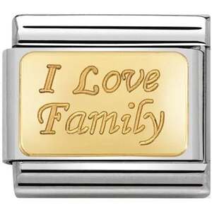 Nm 030121/33 Звено CLASSIC символ "I LOVE FAMILY" сталь/золото 750 gr.0,06