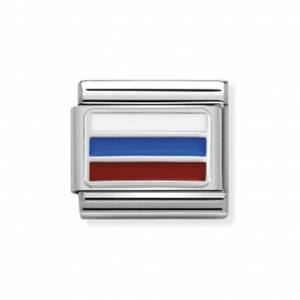 Nm 330207/29 Звено CLASSIC символ флаг "РОССИЯ " сталь/серебро 925°/эмаль