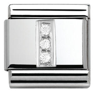 Nm 330301/09 Звено CLASSIC буква "I" сталь, серебро 925°, кубики циркония Swarovski.