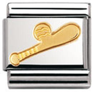 Nm 030106/10 Звено CLASSIC символ "БЕЙСБОЛ" сталь/золото 750 gr.0,06