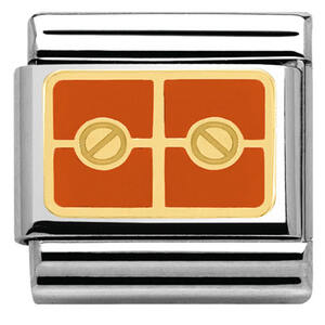 Nm 030280/30 Звено CLASSIC символ "ПРОЧНЫЕ ОТНОШЕНИЯ" сталь/золото 750°/эмаль оранжевая