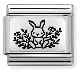 Nm 330111/20 Звено CLASSIC символ "Кролик с цветами" сталь/серебро 925°