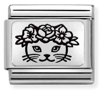 Nm 330111/23 Звено CLASSIC символ "Кошка с цветами" сталь/серебро 925°