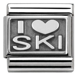 Nm 330102/22 Звено CLASSIC символ "I LOVE SKI" сталь/серебро 925°