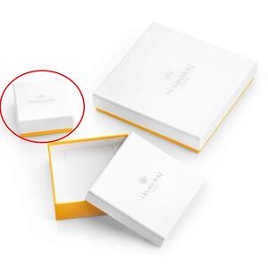 BOX124 Упаковочная коробка маленькая желто-белая квадратная, 6,5х3х6,5 см