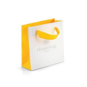 BUSTA-SHOP16 Бумажный пакет желто-белый маленький 11,5х11,5х4,5 см 2022