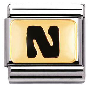 Nm 030264/14 Звено CLASSIC буква "N" черная, эмаль/сталь/золото 750 gr.0,06