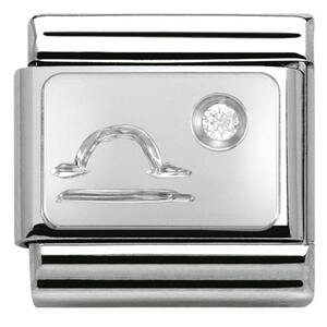 Nm 330302/07 Звено CLASSIC зодиак "ВЕСЫ" сталь, серебро 925°, кубики циркония Swarovski.
