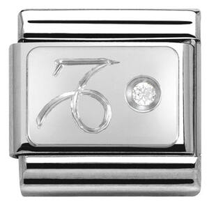 Nm 330302/10 Звено CLASSIC зодиак "КОЗЕРОГ" сталь, серебро 925°, кубики циркония Swarovski.