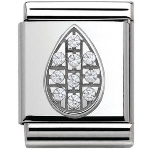 Nm 332314/05 Звено BIG символ "PAVE КАПЛЯ" сталь, серебро 925°, кубики циркония Swarovski