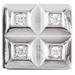 Nm 140956/07, Звено ROYAL "ПИРАМИДЫ" сталь, серебро 925°, кубики циркония Swarovski.