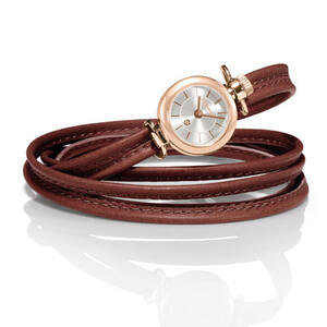 Nm 078001/017 Часы VIENNA, браслет кожаный узкий, сталь, покрытие розовая позолота