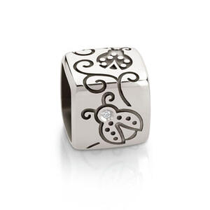 Nm 163201/004 Кубик большой CUBIAMO SILVER символ "БОЖЬЯ КОРОВКА", серебро 925°, кубики циркония Swarovski.