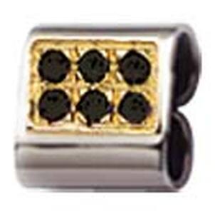 Nm 060304/024/024 Пластина Saint Tropez,символ "PAVE" сталь/золото 750 gr.0,03/ кубики циркония Swarovski черные