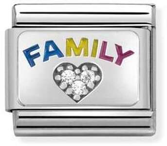 Nm 330306/08 Звено CLASSIC символ "FAMILY" сталь/серебро 925°/эмаль/цирконы