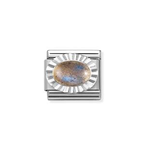 Nm 330507/40 Звено CLASSIC овальный камень ЛАБРОДОРИТ, сталь/серебро 925° /нат.камень