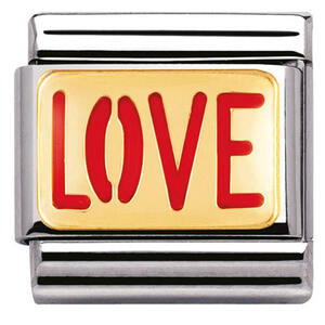 Nm 030229/12 Звено CLASSIC символ "LOVE" сталь/золото 750 gr.0,08/эмаль