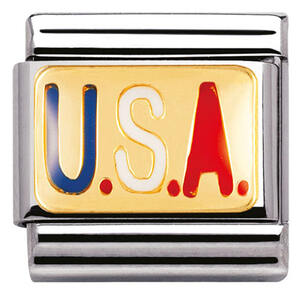 Nm 030231/06 Звено CLASSIC символ "U.S.A." сталь/золото 750 gr.0,08/эмаль