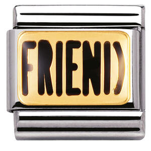 Nm 030232/03 Звено CLASSIC символ "FRIEND" сталь/золото 750 gr.0,08/эмаль