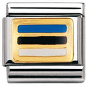 Nm 030234/38 Звено CLASSIC символ флаг "ЭСТОНИЯ" сталь/золото 750 gr.0,08/эмаль