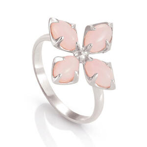 Nm 141702/023/004 Кольцо IRIS "цветок", размер 14, серебро 925°, розовый опал.