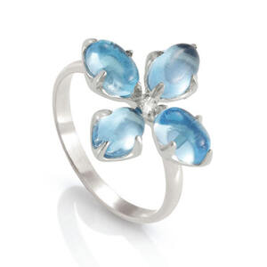 Nm 141703/023/006 Кольцо IRIS "Цветок", размер 14, серебро 925°, голубой топаз.