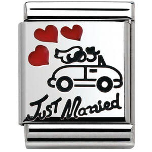 Nm 332203/06 Звено BIG символ "Just Married" сталь/серебро 925°/эмаль