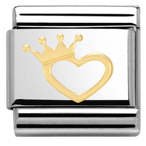 Nm 030116/17 Звено CLASSIC символ "Корона на сердце" сталь/золото 750 gr.0,07