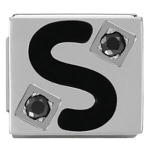 Nm 230301/19 Звено iKONS буква "S" сталь, кубики циркония Swarovski, эмаль