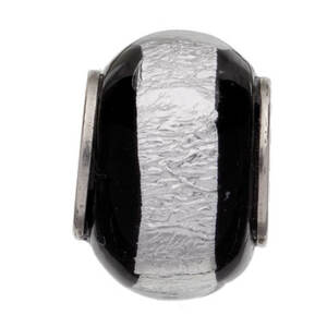 GB308 Звено TEDORA "ЧЕРНОЕ+БЕЛОЕ", серебро 925°, масса серебра 0,7 г, вставка стекло, масса изделия 2,6 г