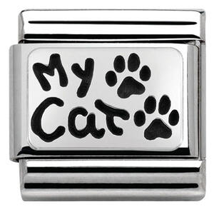 Nm 330102/36 Звено CLASSIC символ "MY CAT" сталь/серебро 925°