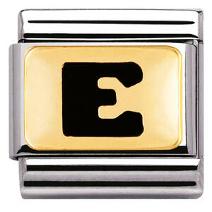 Nm 030264/05 Звено CLASSIC буква "E" черная, эмаль/сталь/золото 750 gr.0,06