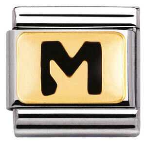 Nm 030264/13 Звено CLASSIC буква "M" черная, эмаль/сталь/золото 750 gr.0,06