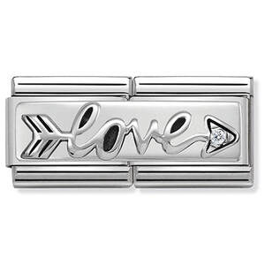 Nm 330730/02 Звено двойное CLASSIC символ "СТРЕЛА LOVE" сталь/серебро 925°/циркон