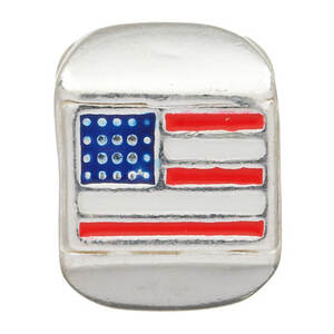 BELT016/1 Звено TEDORA "Флаг США", серебро 925°, масса серебра 1,8 г, вставка эмаль, масса изделия 1,8 г