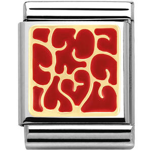 Nm 032230/34 Звено BIG символ "ПЕРЕПЛЕТЕННЫЕ СЕРДЦА" сталь/золото 750 gr.0,14/эмаль красная
