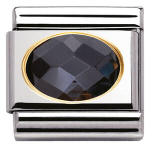 Nm 030601/011 Звено CLASSIC, сталь, золото 750, черный граненый кубик циркония Swarovski.
