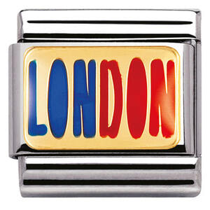 Nm 030231/14 Звено CLASSIC символ "LONDON" сталь/золото 750 gr.0,08/эмаль