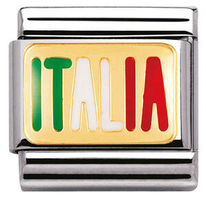 Nm 030231/23 Звено CLASSIC символ "ITALIA" сталь/золото 750 gr.0,08/эмаль